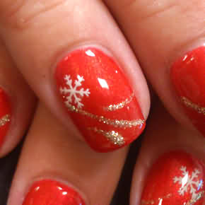 Rotes Full Cover Winter mit weißer Schneeflocken und goldene Streifen in Business Form