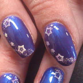 Metallic Pearl blue Full Cover mit silber Sternchen Shapes und Glitzer Staub